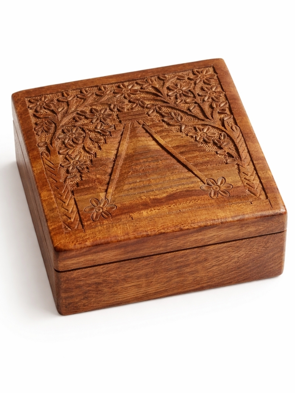 Ruins Of Maya Hand-Carved Wooden Box For Spices